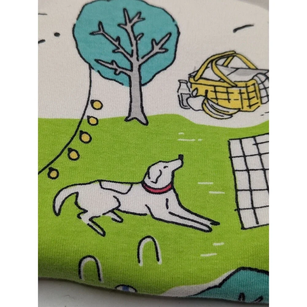 Baby Gap White Let's Go on a Picnic Dog Park Cotton Blanket Security 2016 30x34